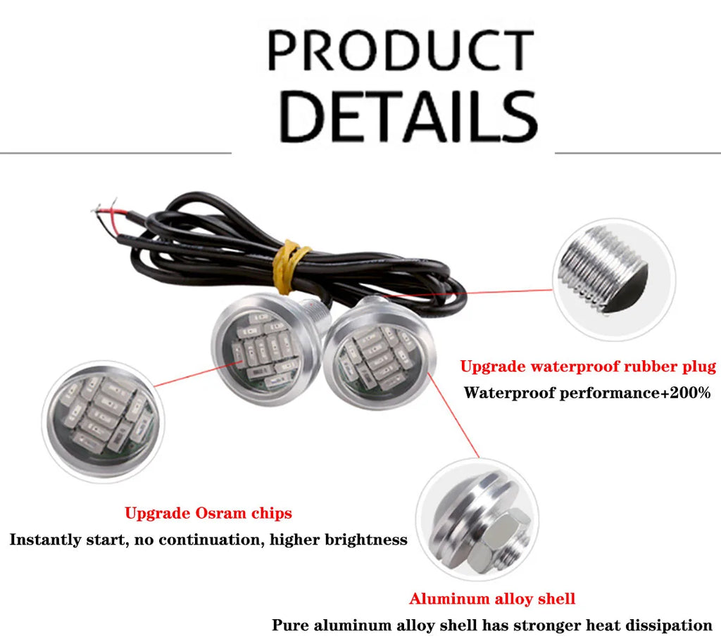 10 Uds 23mm Eagle Eye 4014 12SMD 12V bombilla antiniebla DRL para coche lámpara de señal de estacionamiento de respaldo de marcha atrás automática