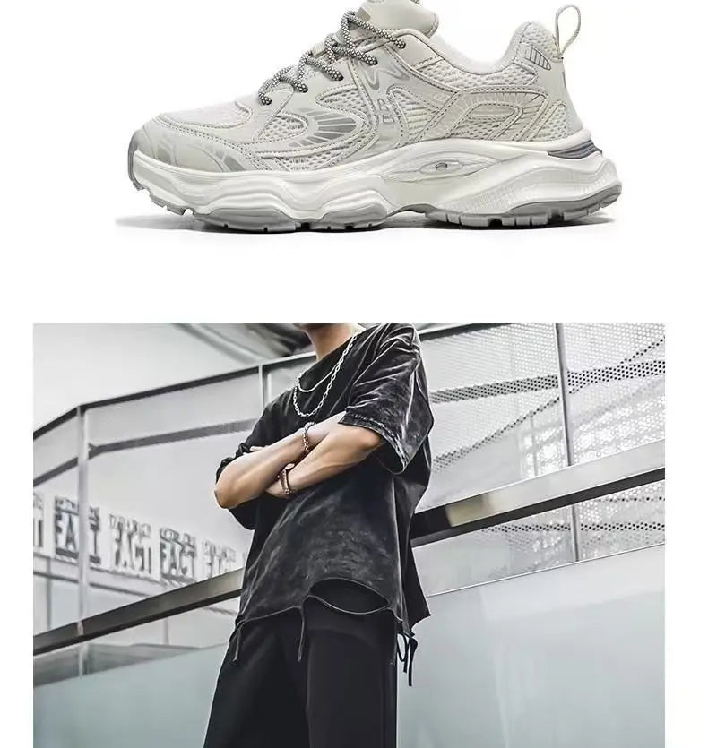 Zapatillas Deportivas Transpirables de Malla para Hombre Primavera 2025, Modernas, Combinables con Todo, Suela Gruesa, Casual...