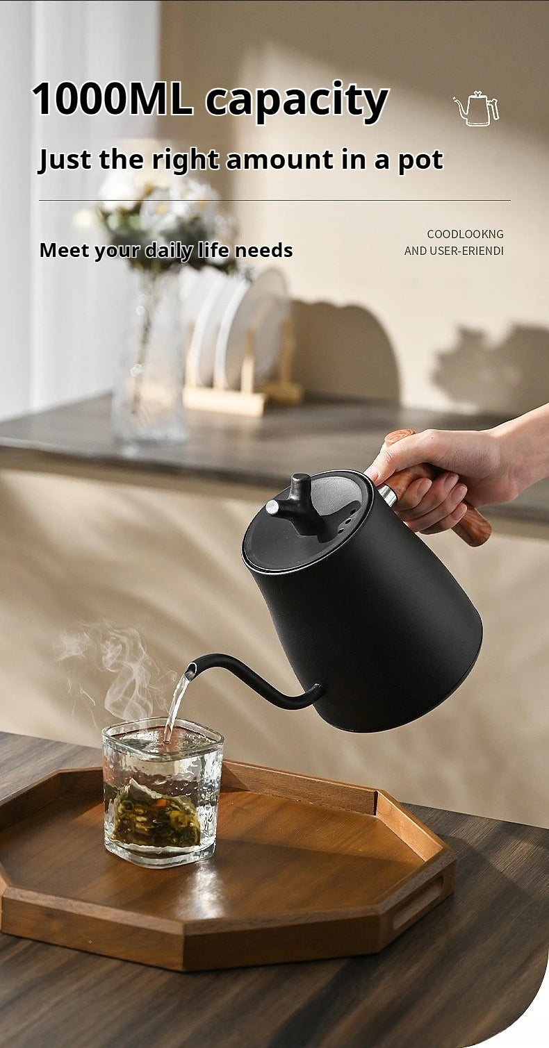 Hervidor Eléctrico Gooseneck de 1L: Control Inteligente de Temperatura para Café de Goteo, Ebullición Rápida, Acero Inoxidable, 110V y 220V