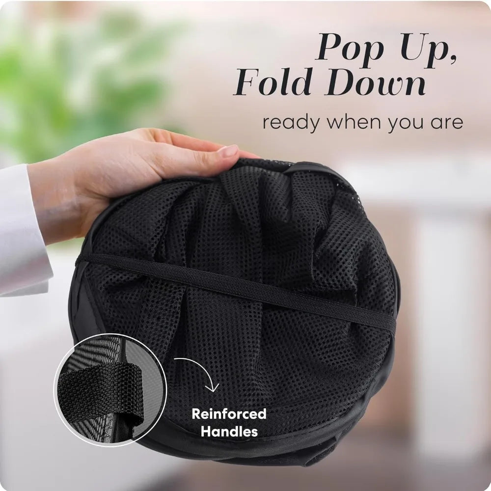 Cesta grande para la colada, cesto para la colada emergente de malla plegable, bolsillo lateral, almacenamiento de ropa transpirable, organización del almacenamiento de la ropa
