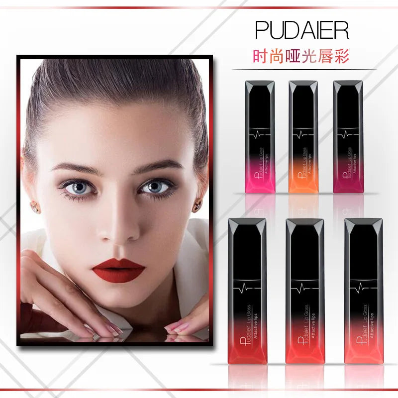 Lápiz labial líquido mate resistente al agua brillo de labios de larga duración tinte Sexy rojo desnudo púrpura lápices labiales metálicos cosméticos de maquillaje