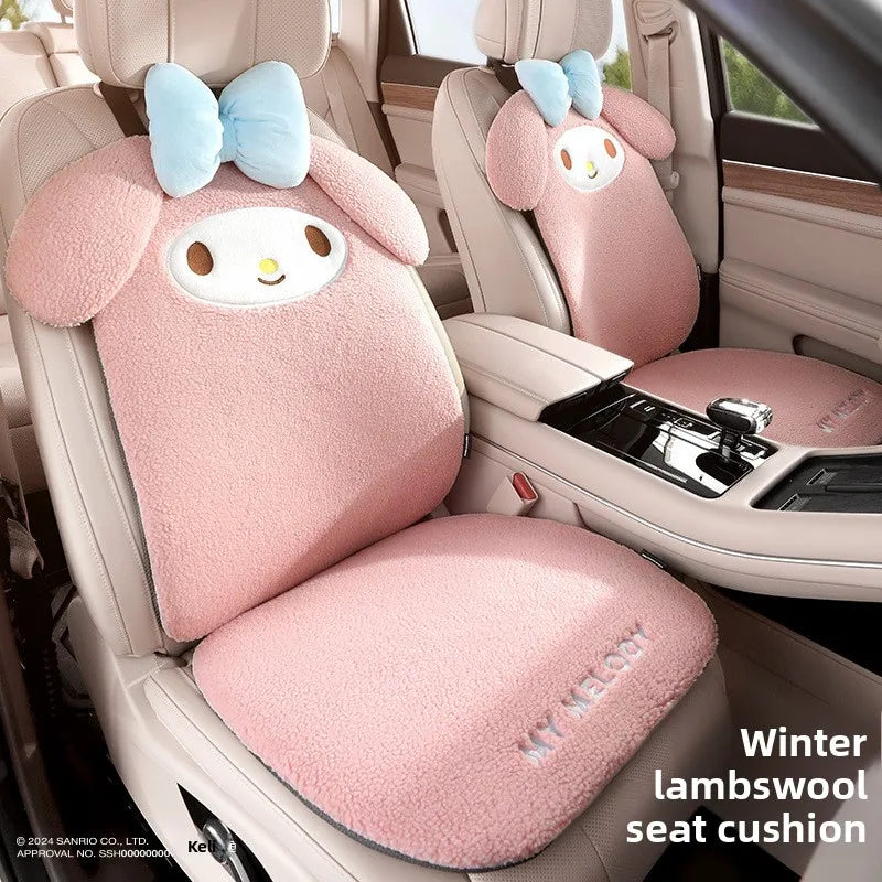 Cojín para asiento de coche Sanrio Kuromi, cómodo y cálido en invierno, decoración para coche, regalo de Navidad para niñas, accesorios para el interior del coche
