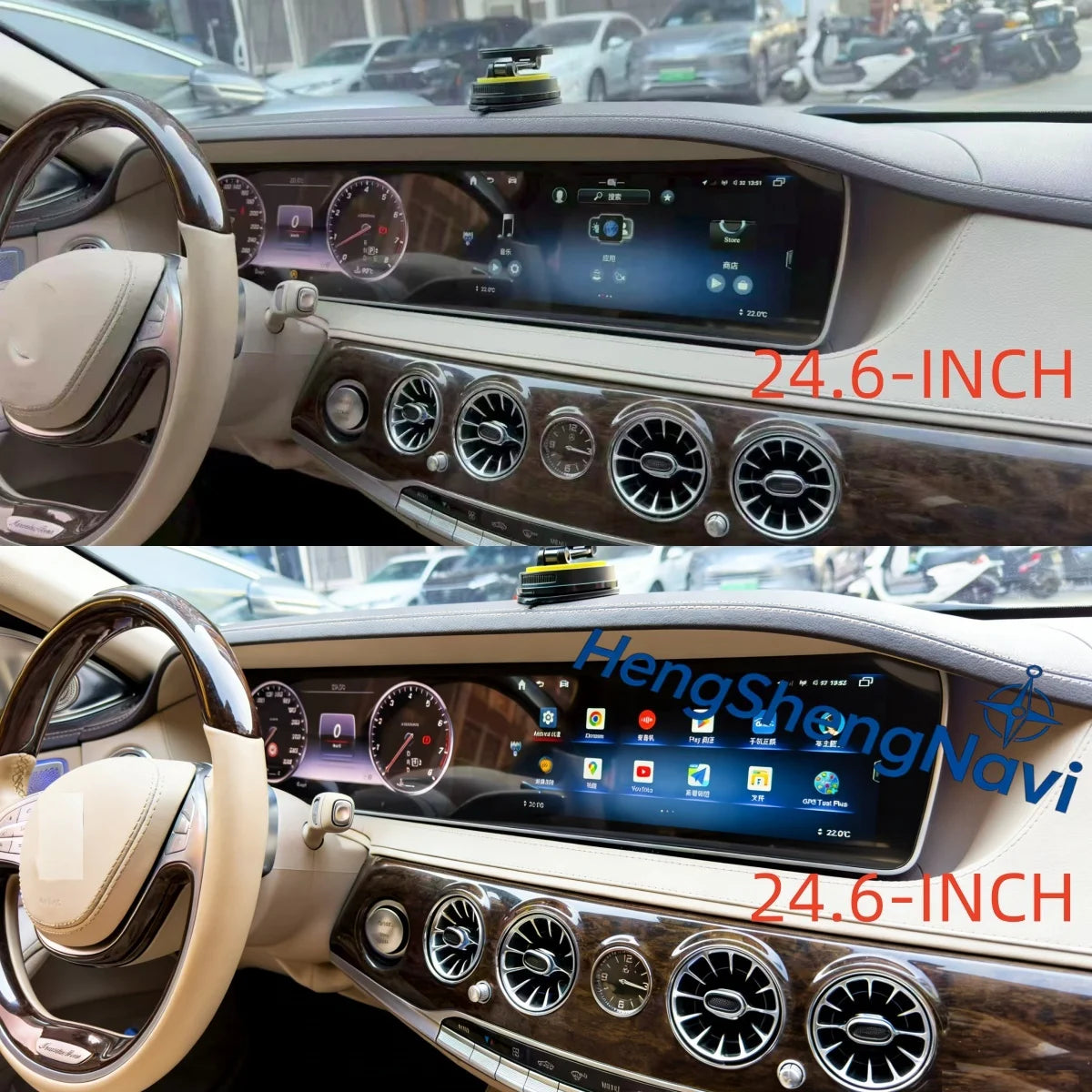 Radio para Auto Android Auto + Pantalla Digital Dual de 24.6 Pulgadas para Mercedes Benz Clase S W222 2014-2020 Reproductor Multimedia Estéreo Carplay