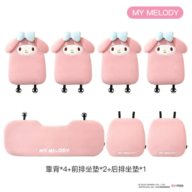 Cojín para asiento de coche Sanrio Kuromi, cómodo y cálido en invierno, decoración para coche, regalo de Navidad para niñas, accesorios para el interior del coche