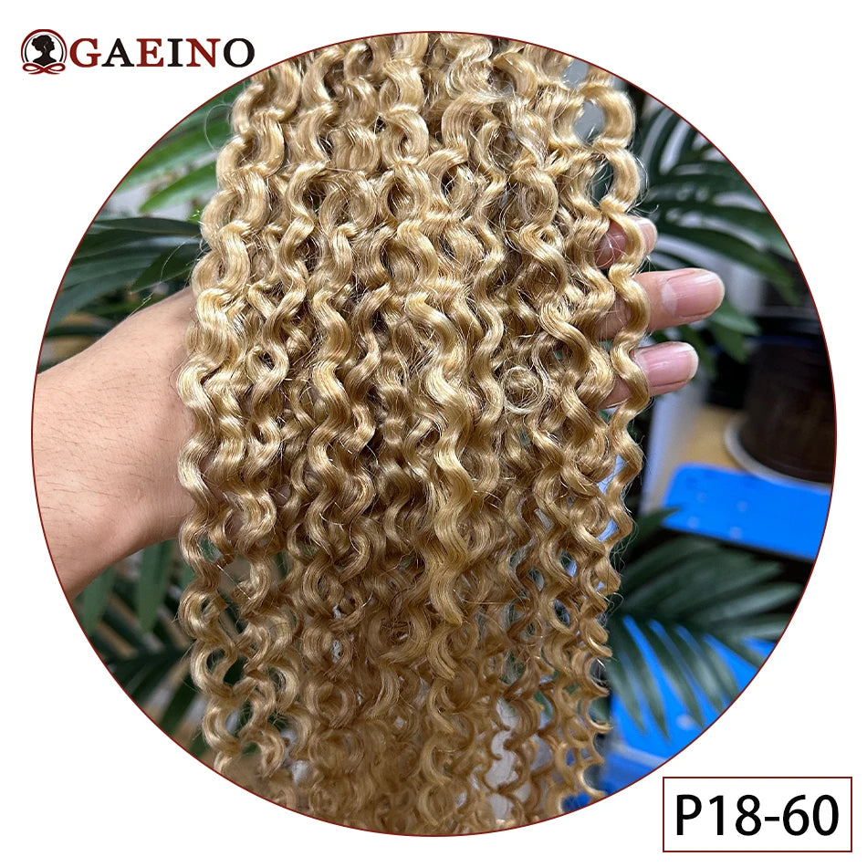 Cinta de onda de agua en extensión de cabello humano, cinta de trama de piel de cabello brasileño en cabello humano rizado, Color negro, marrón y Rubio, 20 piezas por juego