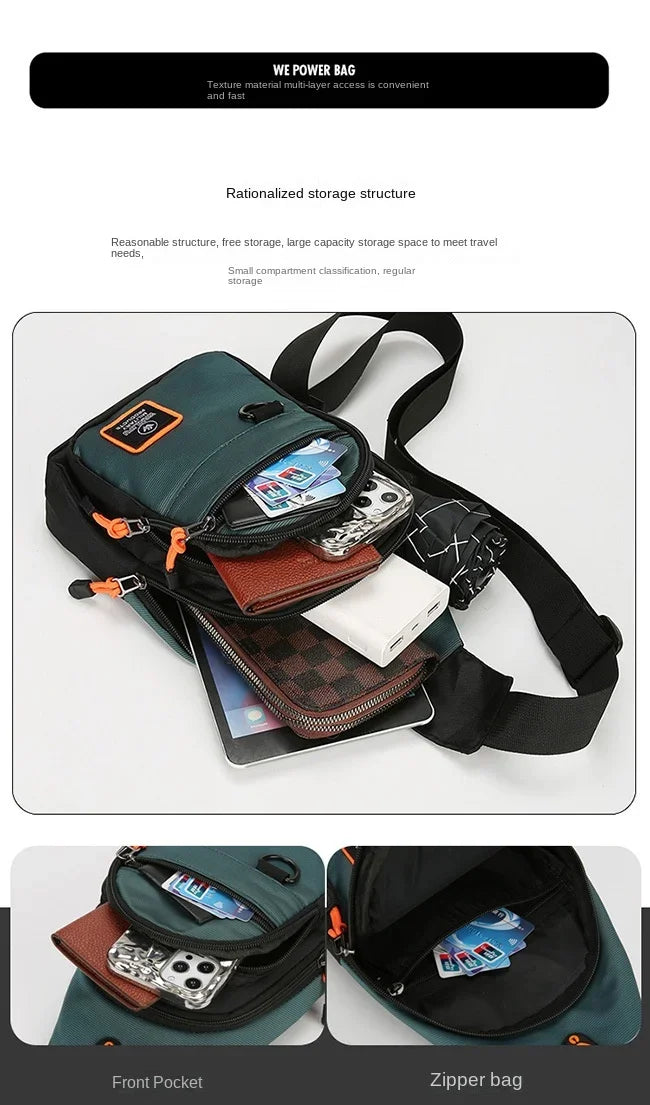 Riñoneras informales con estilo para hombre, bolso de pecho para hombre, bolso de pecho a la moda, bolso de hombro tipo bandolera de tela Oxford ligero