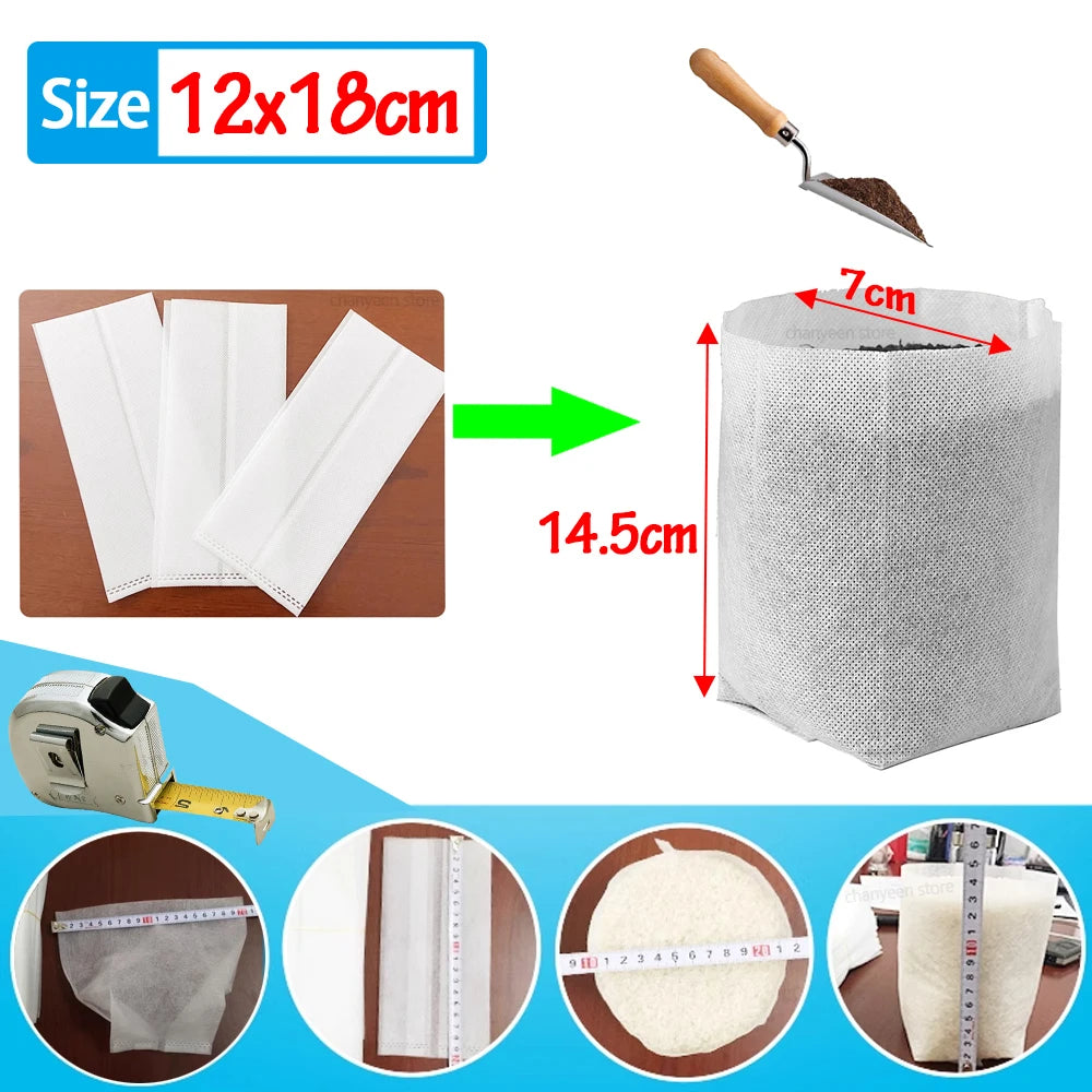Bolsa de vivero biodegradable, bolsas de cultivo de plantas, semillas de tela no tejida para sembrar macetas para el hogar, accesorios de jardín, herramientas, 100-500 Uds.