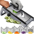 Picador de Verduras, Cortador Multiusos de Acero Inoxidable con Ajustes Regulables, Cepillo de Limpieza y