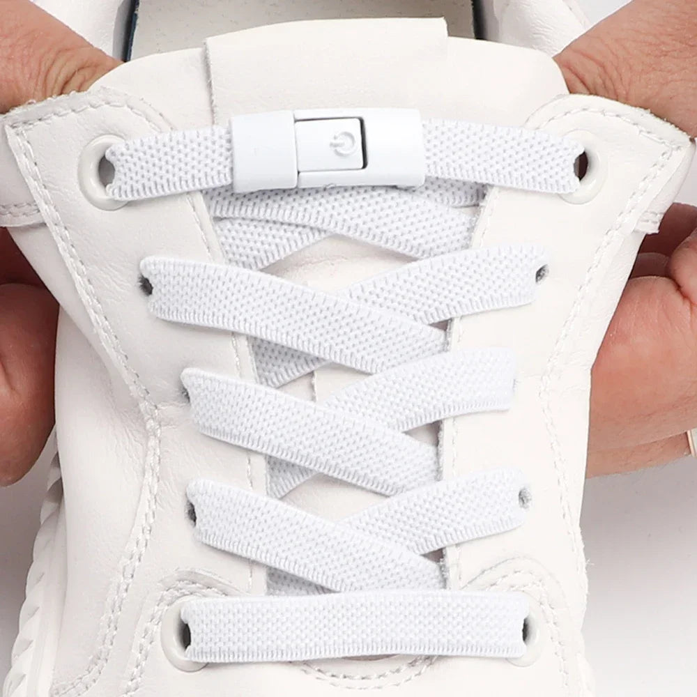 Cordones para zapatos sin cordones, cordones con cierre a presión sin corbatas, cordones elásticos, zapatillas para niños y adultos, cordones planos ensanchados de 8MM para zapatos, 2024