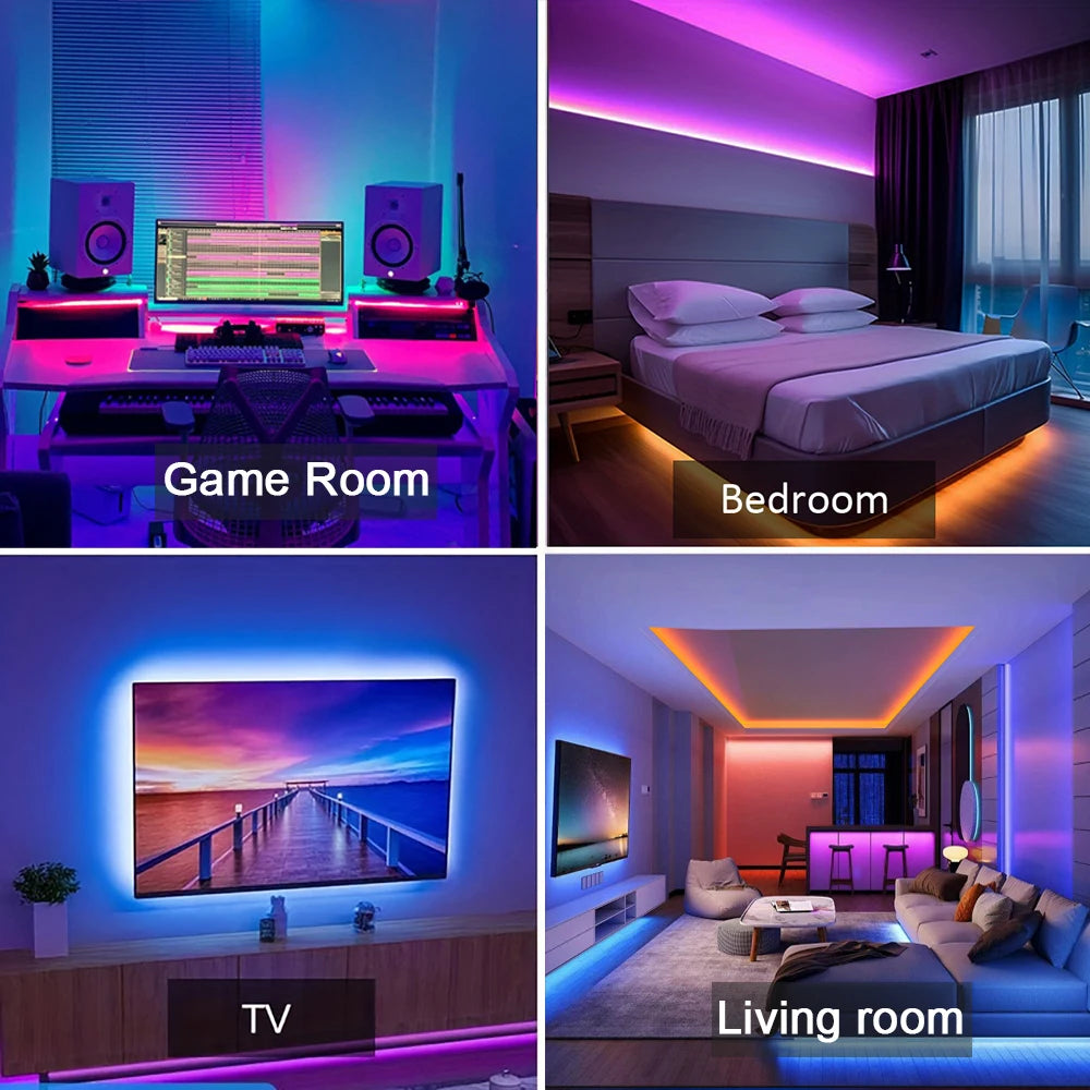 Tira de Luces Led RGB, 5m, 10m, 20m, 30m, luz Led para habitación con Control por aplicación, cinta Flexible, Luces, cinta Led para decoración de habitación y dormitorio