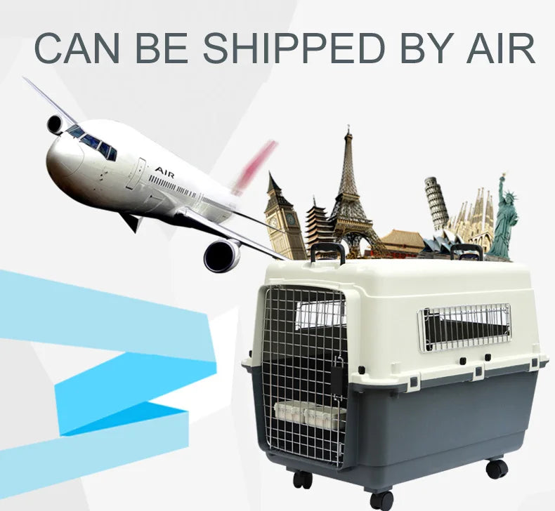 Caja de transporte de plástico para perros aprobada por IATA 3XL, jaula para mascotas con perrera, cajas de viaje para envío de aerolínea