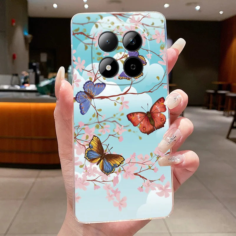 Funda para Teléfono Xiaomi Redmi Note 15 Pro 4G, Carcasa Protectora con Diseño de Lazo de Mariposa, Transparente, de Silicona TPU Suave