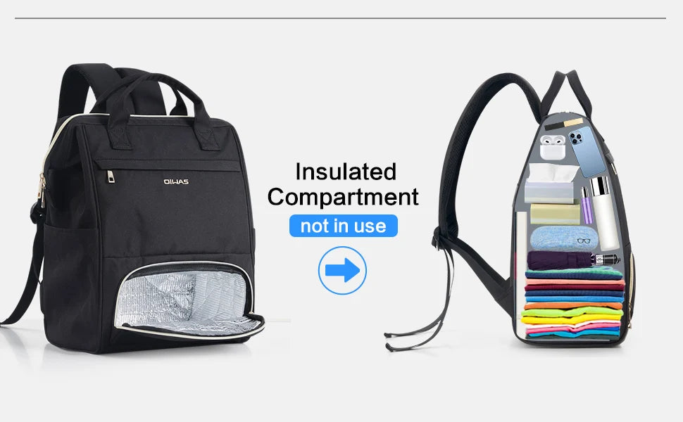 Mochila de almuerzo OIWAS para mujer, mochila para ordenador portátil de 15,6 pulgadas, mochila térmica con puerto USB, para hombres, viajes, trabajo, picnics, senderismo