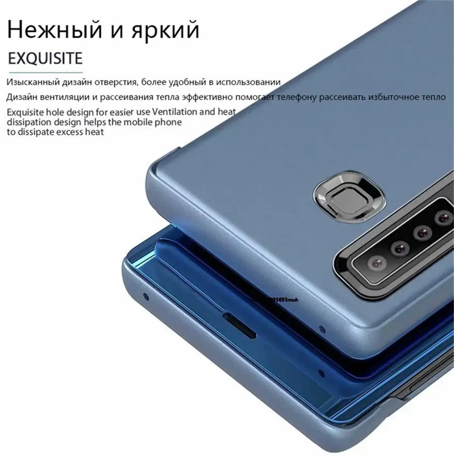 Funda con Tapa Abatible y Espejo Inteligente para Samsung Galaxy S25 Ultra, S25 Edge, S24 Plus, S25Plus, S25Ultra, S25Edge, Funda de Cuero para Teléfono