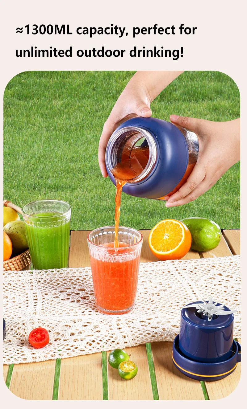 Exprimidor de Frutas Portátil Inalámbrico de 1300 ml, Recargable, Pequeño, para Alimentos Complementarios, Hielo Picado, Multifuncional, para el Hogar, 2026
