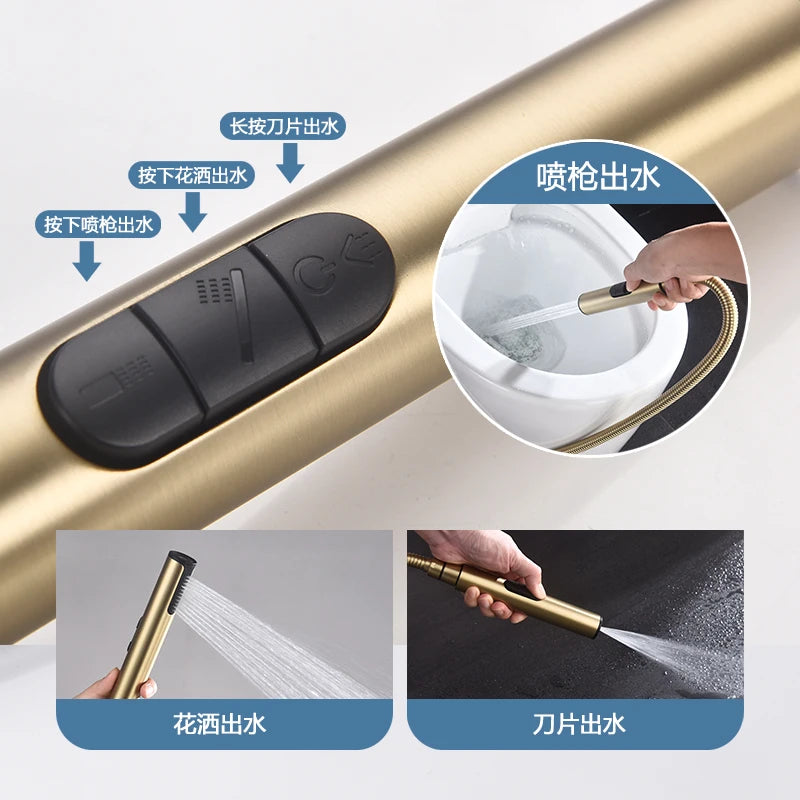 Grifo rociador portátil para bidé con mezclador de agua fría y caliente oculto, ducha higiénica de mano, set de bidé para inodoro