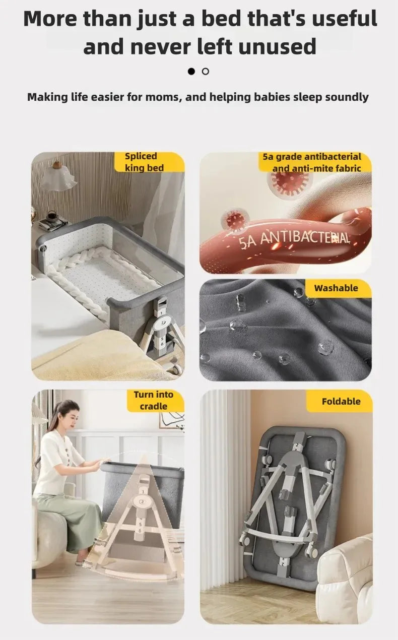Cuna Multifuncional Segura para Bebés, Plegable, con Función de Balanceo, para Colocar Junto a la Cama, Portátil, para Recién Nacidos, para una Vida Familiar Más Sencilla