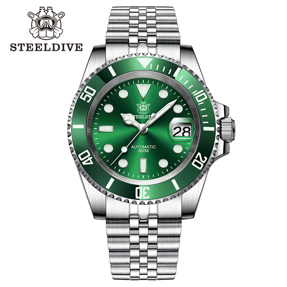 STEELDIVE SD1953 41MM clásico agua fantasma calendario lupa NH35 movimiento mecánico BGW9 superluminoso 30Bar reloj impermeable