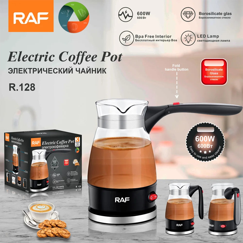 Cafetera turca de 600W, cafetera portátil italiana, árabe, griega, Moka, mango plegable, fácil para viajes en casa