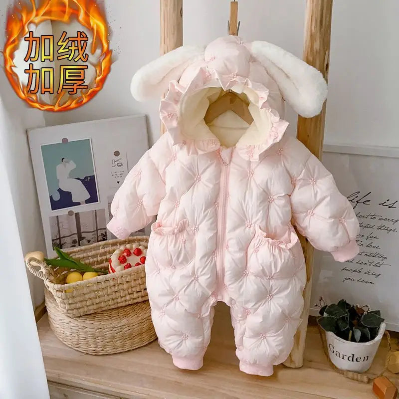 Nueva ropa gruesa de invierno, mono, ropa de algodón, pelele para bebé, ropa súper bonita para salir, traje de descanso para recién nacido de 100 días