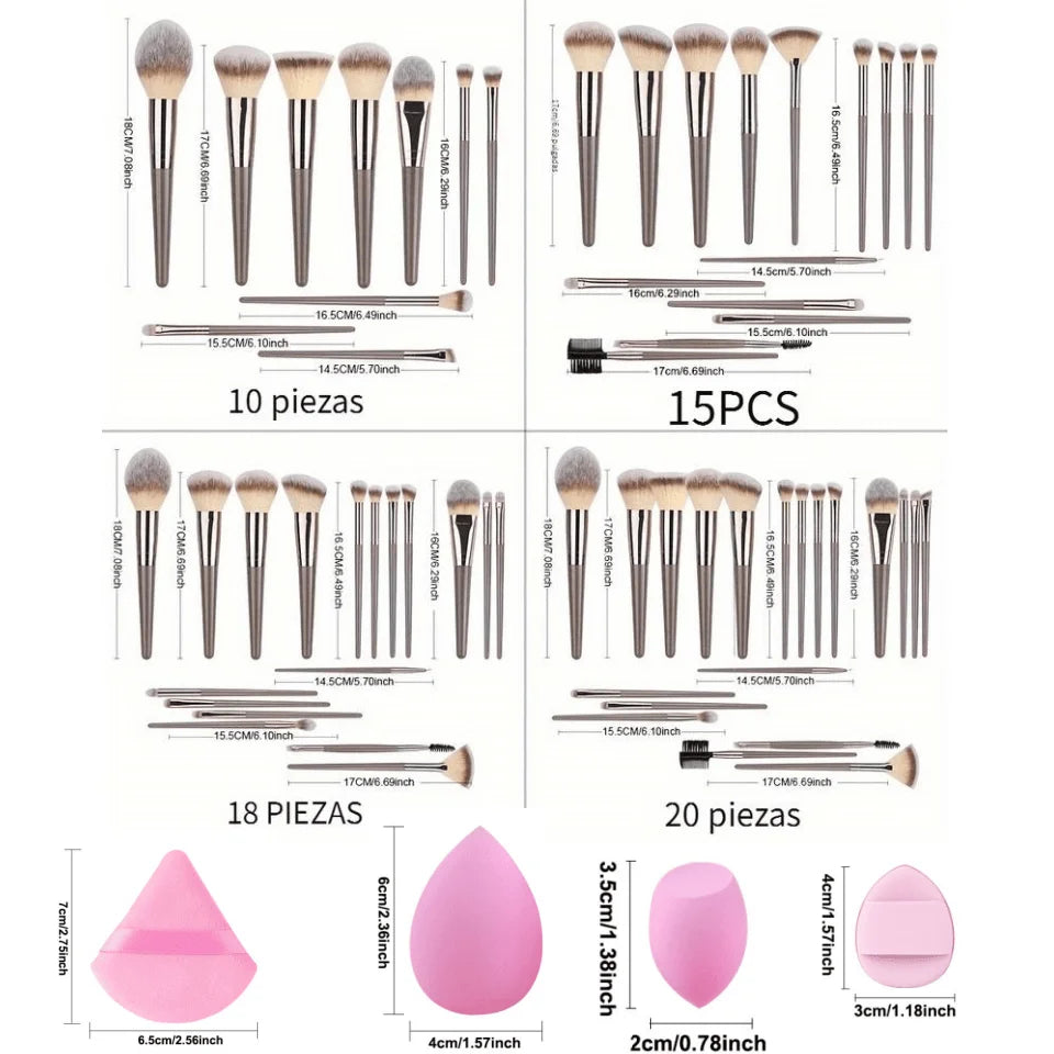 Juego de brochas de maquillaje marrones, herramienta de maquillaje suave portátil, base sintética Premium, correctores, sombras de ojos, maquillaje diario, 1-32 Uds.