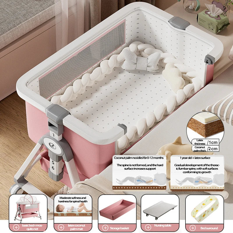 Cuna Multifuncional Segura para Bebés, Plegable, con Función de Balanceo, para Colocar Junto a la Cama, Portátil, para Recién Nacidos, para una Vida Familiar Más Sencilla