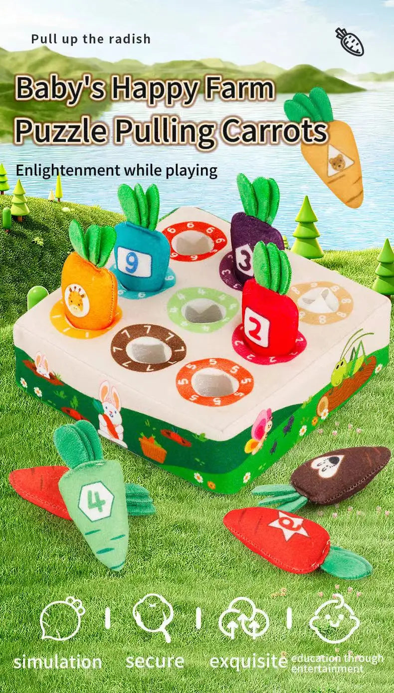 Juguete Montessori de rábanos de algodón para bebé, dígitos de Color, formas y animales, juguetes educativos para niños, actividad sensorial preescolar