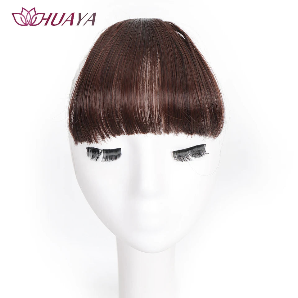 HUAYA-flequillo de aire sintético para mujer, pelo falso corto Natural, Invisible, sin costuras, extensiones de cabello frontal