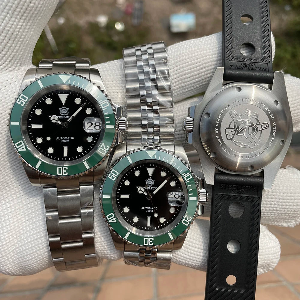 STEELDIVE SD1953 41MM clásico agua fantasma calendario lupa NH35 movimiento mecánico BGW9 superluminoso 30Bar reloj impermeable