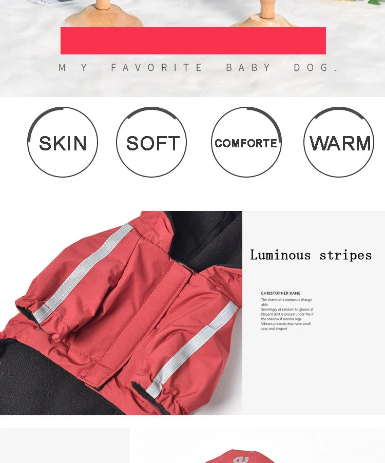 Ropa reflectante para mascotas, abrigo cálido impermeable para perros, chaqueta con capucha de algodón, cara de perro, ropa para perros pequeños, otoño e invierno