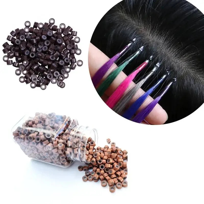 10000 unids/bolsa 5mm Micro anillo cuentas herramientas para extensiones de cabello micro anillos con silicona
