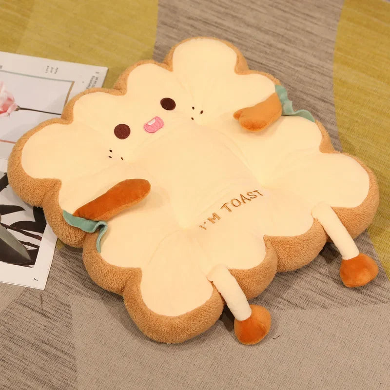 Cómoda cojín para asiento y respaldo con forma de tostada de dibujos animados – Almohada antifatiga lavable para el hogar/oficina/coche (regalo perfecto para Navidad)