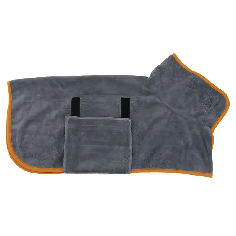 Toalla de albornoz para perros 2 en 1, cinta mágica ajustable, bata de secado rápido, ropa súper absorbente para mascotas para perros pequeños y medianos después del baño
