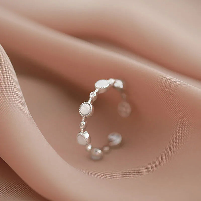 Anillo de Ópalo de Plata de Ley 925 para Mujer, Ajustable, para el Dedo Índice, Diseño Simple y Elegante, Joyería de Alta Gama, Regalo