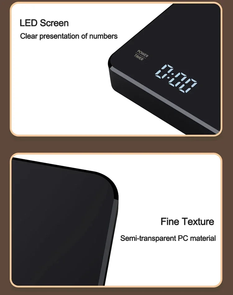 1 Juego de báscula de café electrónica con almohadilla de silicona báscula de café Digital con temporizador pantalla LED carga USB uso en cafetería en casa buen regalo