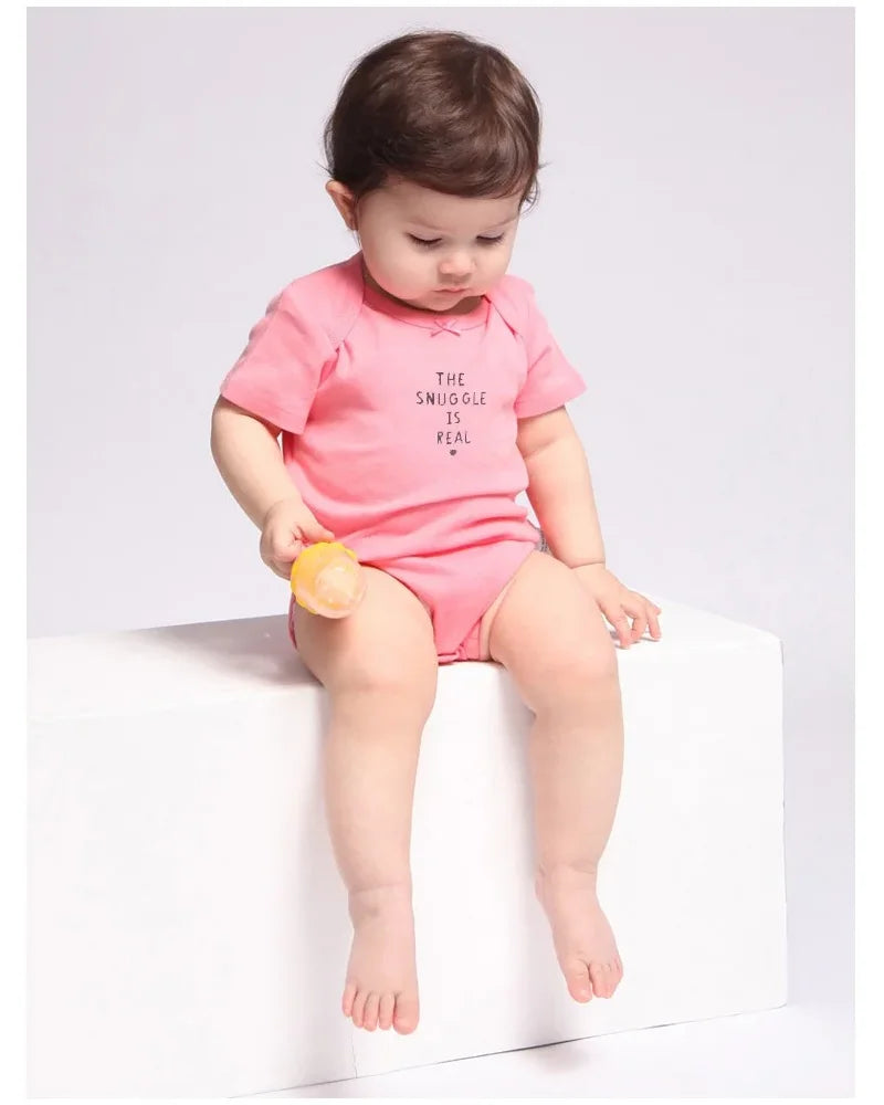Ropa de verano para recién nacido, Pelele de manga corta 100% de algodón, Mono para niños pequeños, 5 uds./lote