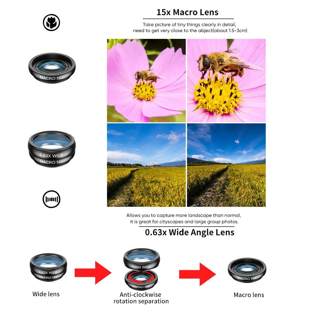 APEXEL-Kit de lentes para teléfono móvil, teleobjetivo 22X, ojo de pez, lente Macro gran angular, filtros de flujo de estrella CPL para todos los teléfonos inteligentes, 10 en 1