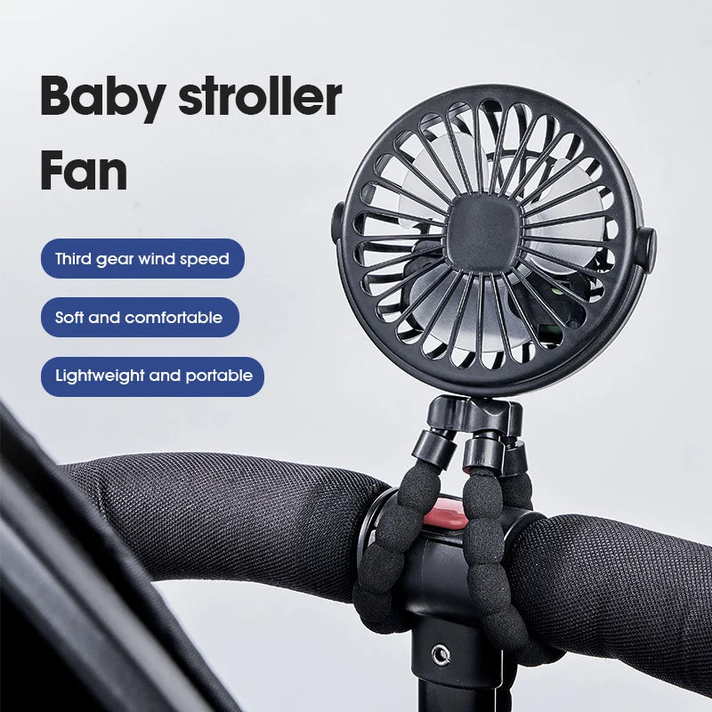Ventilador portátil plegable de escritorio con USB, Mini ventilador de pulpo multifuncional pequeño, silencioso, para cochecito de bebé al aire libre, Verano