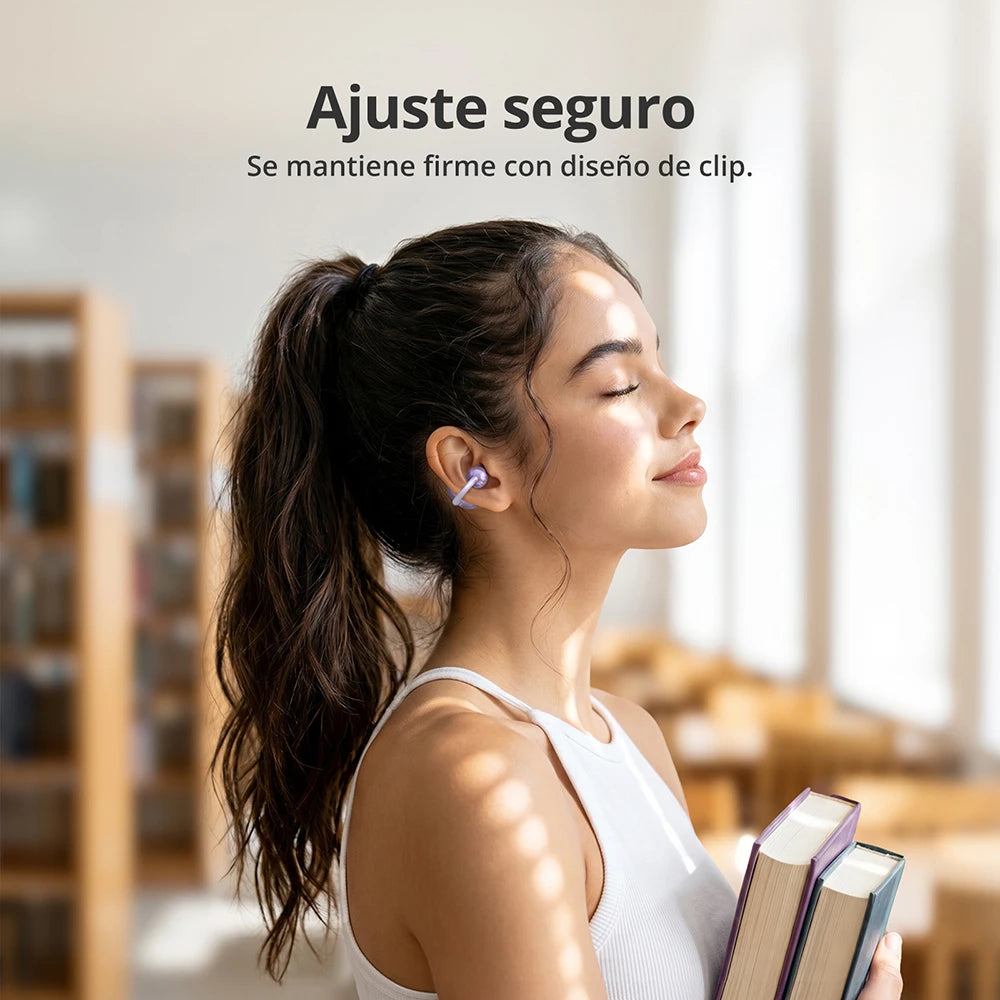 Tronsmart audífonos bluetooth OpenFly Clip con clip, Bluetooth 6.0, micrófono dual con IA, cancelación de ruido ambiental (ENC), ajuste flexible de titanio, 4,11 g, choice para correr