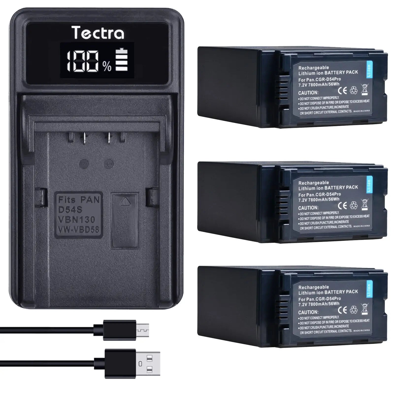 CGA-D54 CGA-D54S Batería/cargador de iones de litio de 7800mAh para Panasonic AG-HPX255 AG-HVX200 AG-HVX201 NV-DS29 NV-DS30 VW-VBD29 NV-MX5