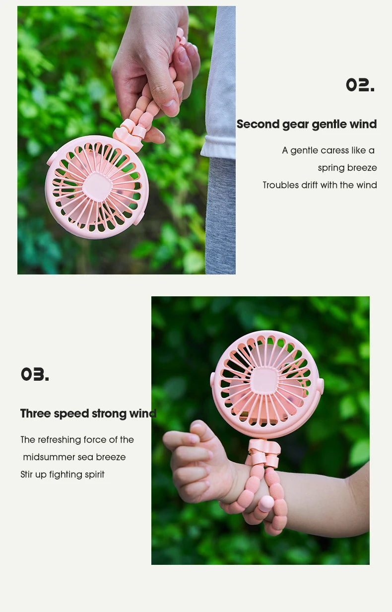 Ventilador portátil plegable de escritorio con USB, Mini ventilador de pulpo multifuncional pequeño, silencioso, para cochecito de bebé al aire libre, Verano