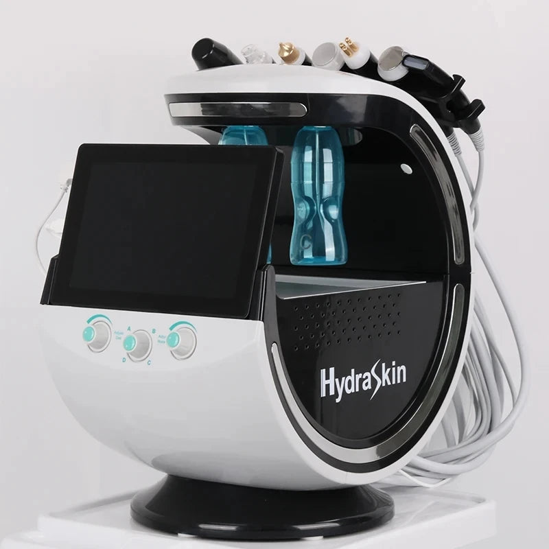 7 en 1 Analizador inteligente de azul hielo Máquina facial multifunción Diamond Hydra Dermoabrasión Facial Aquafacial