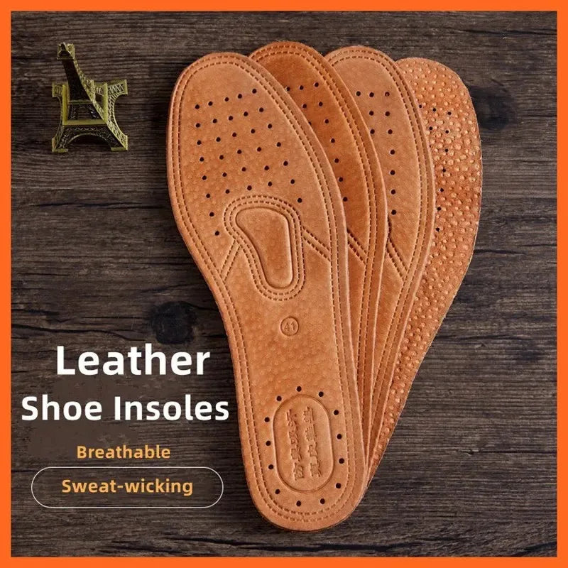 Plantillas de zapatos desodorantes cómodas para hombre, plantilla de cuero para zapatos informales, cojín de suela de soporte para pies de calidad