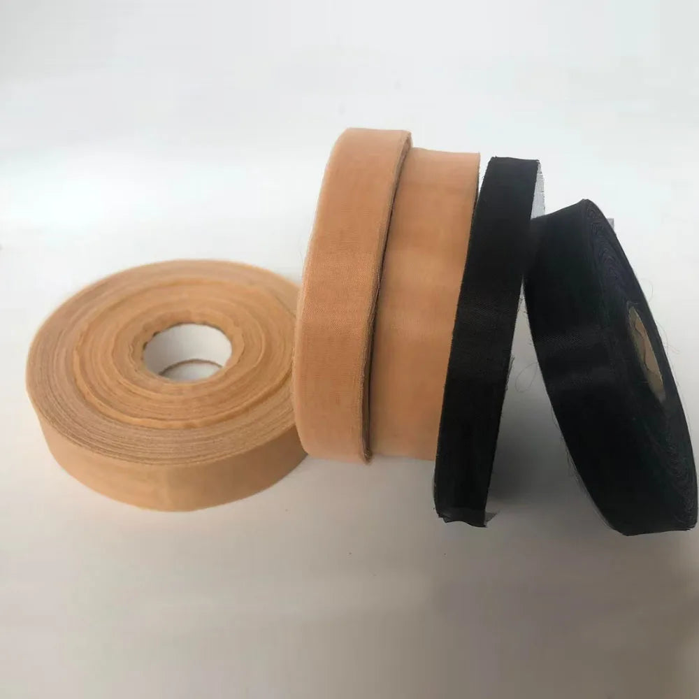 Cinta de gasa de poliuretano de 200 yardas con rayas para la fabricación de extensiones de cabello invisibles.
