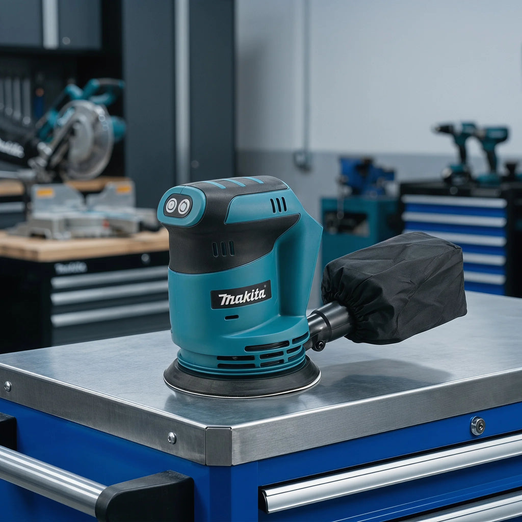 Lijadora Orbital Inalámbrica Makita DBO180Z de 18V, Pulidora Multivelocidad sin Escobillas para Lijado Profesional y Bricolaje en Madera (Solo Herramienta)