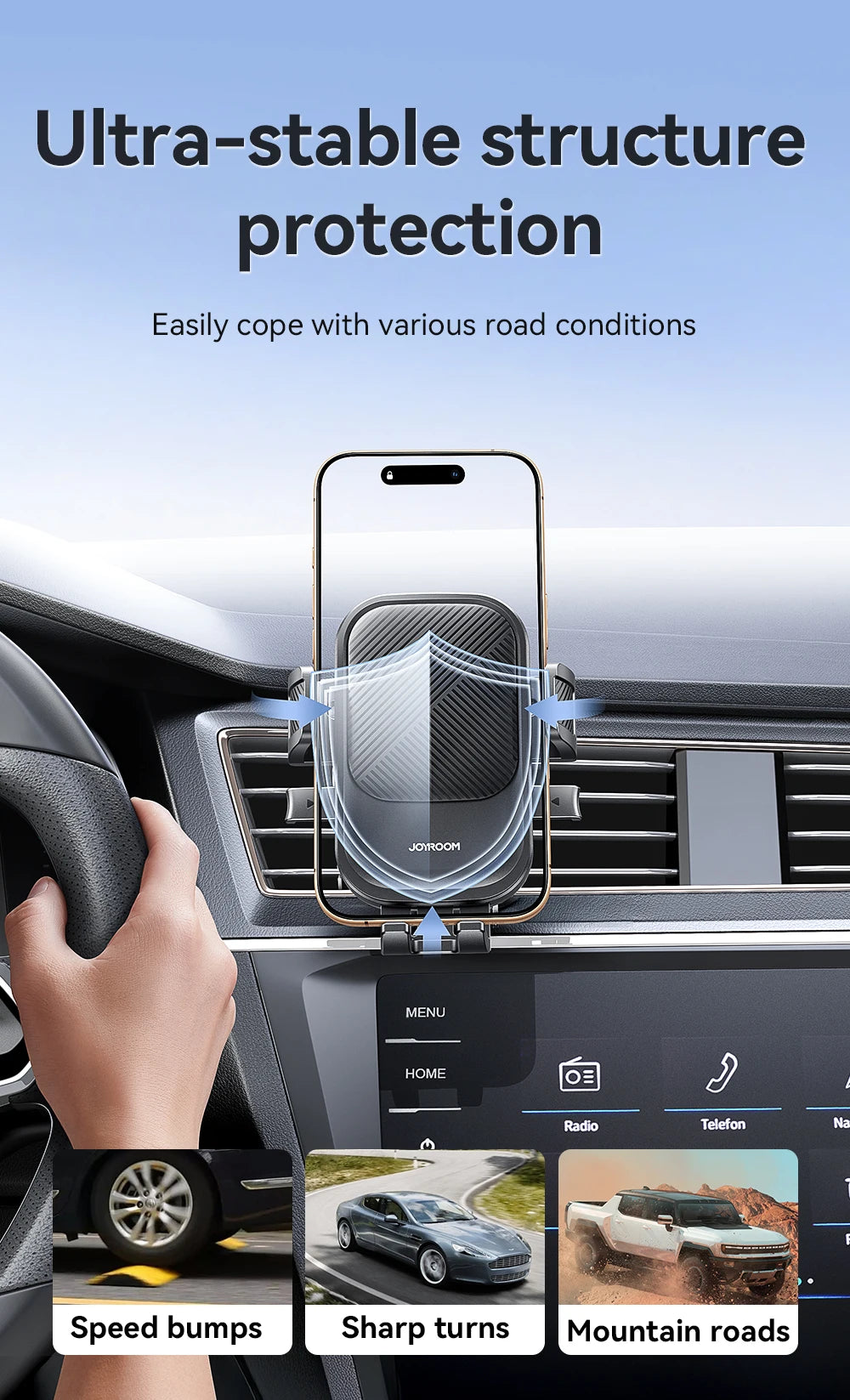 Joyroom Soporte para teléfono para automóvil 360 °   Soporte para teléfono con rotación de ventilación de aire para coche, soporte Universal para teléfono móvil manos libres para teléfonos de 4,7-6,9 pulgadas