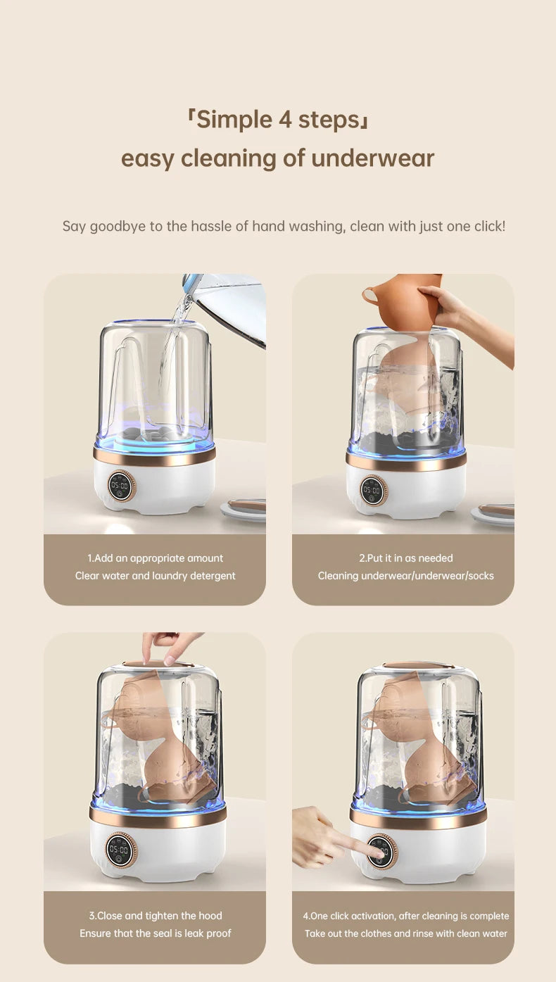 Lavadora Portátil Inalámbrica Mi 2L con Taza de Lavado Automática, Mini Lavadora Recargable Especial para Ropa de Bebé
