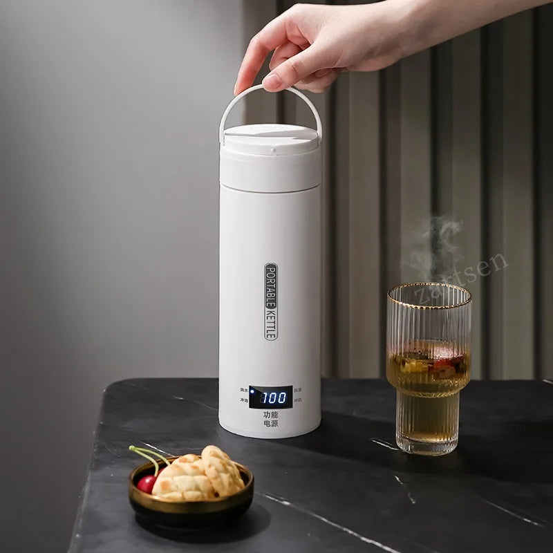 Hervidor eléctrico de viaje de 500ML, hervidor térmico portátil para agua hirviendo rápida, calentador de leche para bebé, hervidores térmicos de acero inoxidable 304