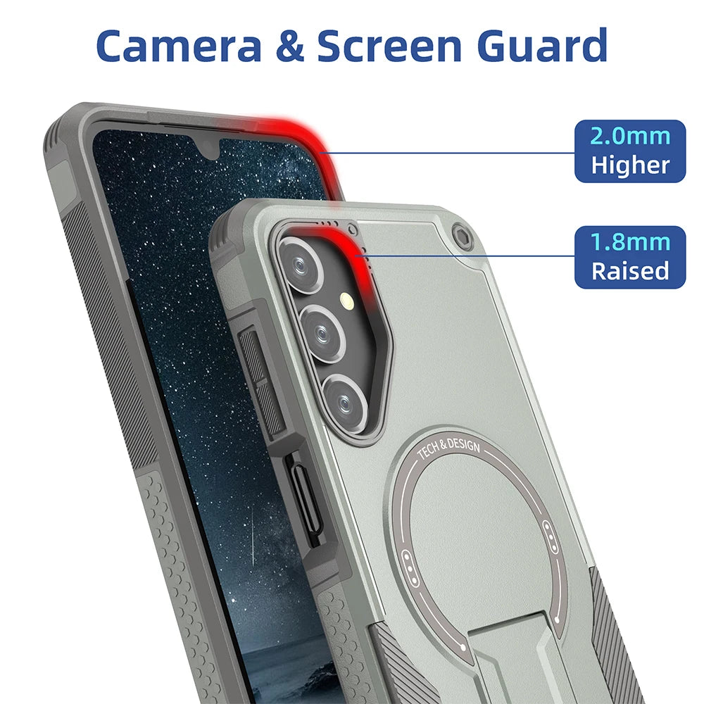 Funda Magnética para Teléfono con Soporte para Samsung Galaxy A55 A16 A35 A25 A05 A54 5G, Carga Inalámbrica, Protección Contra Impactos