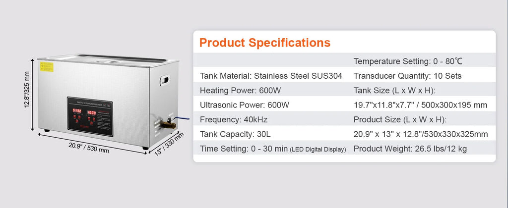SucceBuy 2L 3L 6L 10L 22L 30L limpiador ultrasónico de acero inoxidable limpieza portátil lavadora ultrasonido electrodoméstico